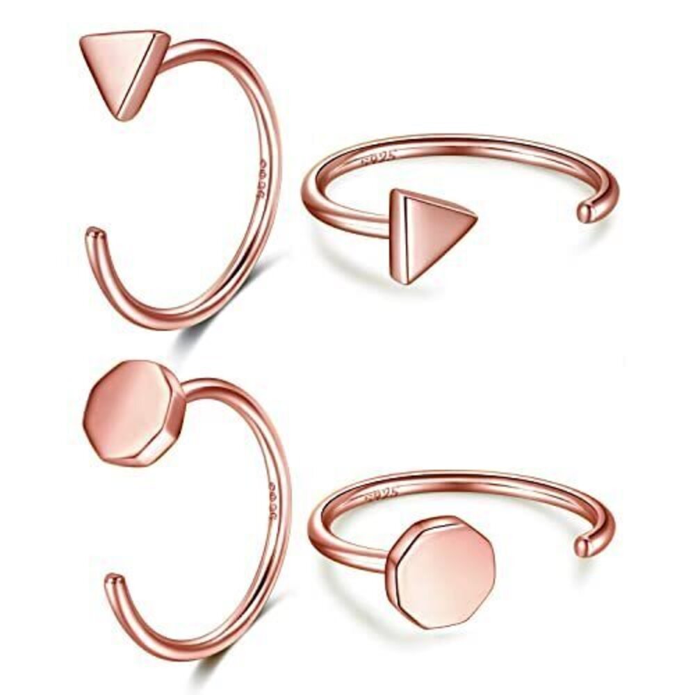7384 Huggie Hoop Earrings 18K Rose Gold Plated 925 Sterling Silver Triangle